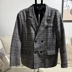 Men's Black and Gray Plaid Blazer